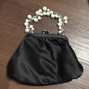 Mini hand held handbag with bead accents